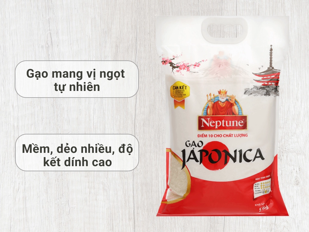 Gạo Nhật Neptune Japonica túi 5kg