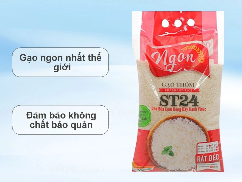 Gạo thơm Ngon ST24 túi 5kg