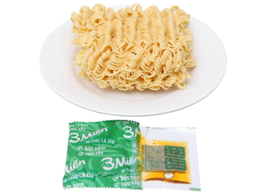 Thùng 30 gói mì chay lá đa 3 Miền 65g