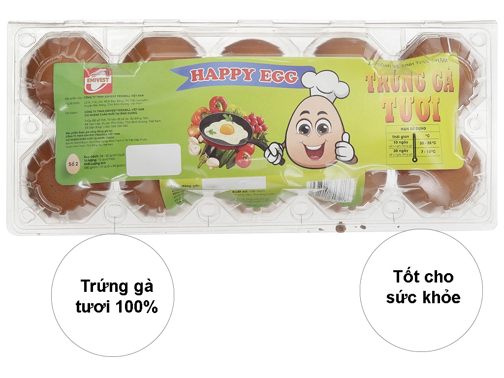 Trứng gà Happy Egg hộp 10 quả